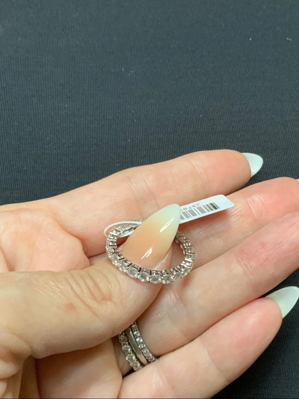 Sterling Silver Moissanite Eternity Band - Size 9
